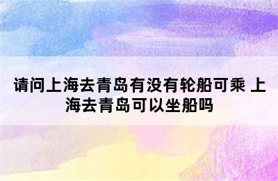 请问上海去青岛有没有轮船可乘 上海去青岛可以坐船吗